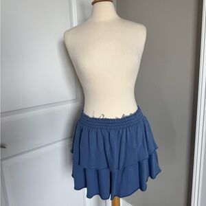 Aerie Blue Skater Mini Skirt with Tiered Design